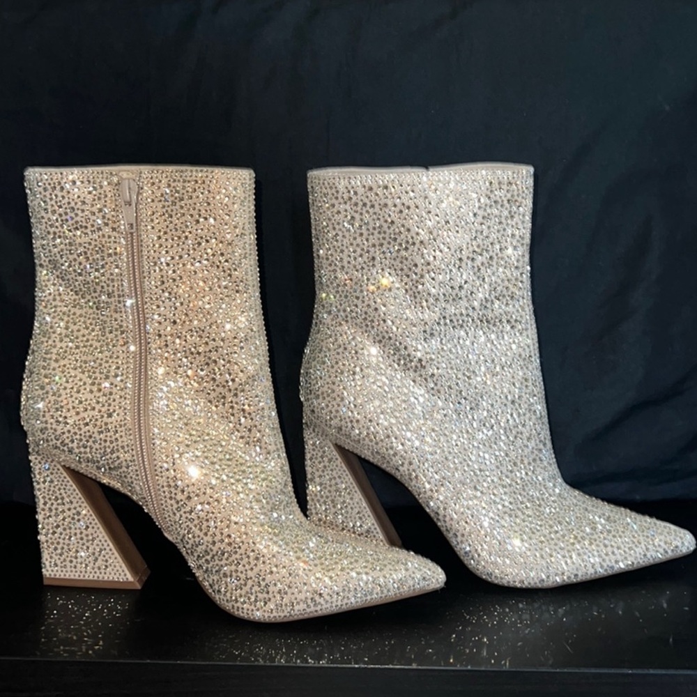 Gianni Bini Sparkling Silver Ankle Booties